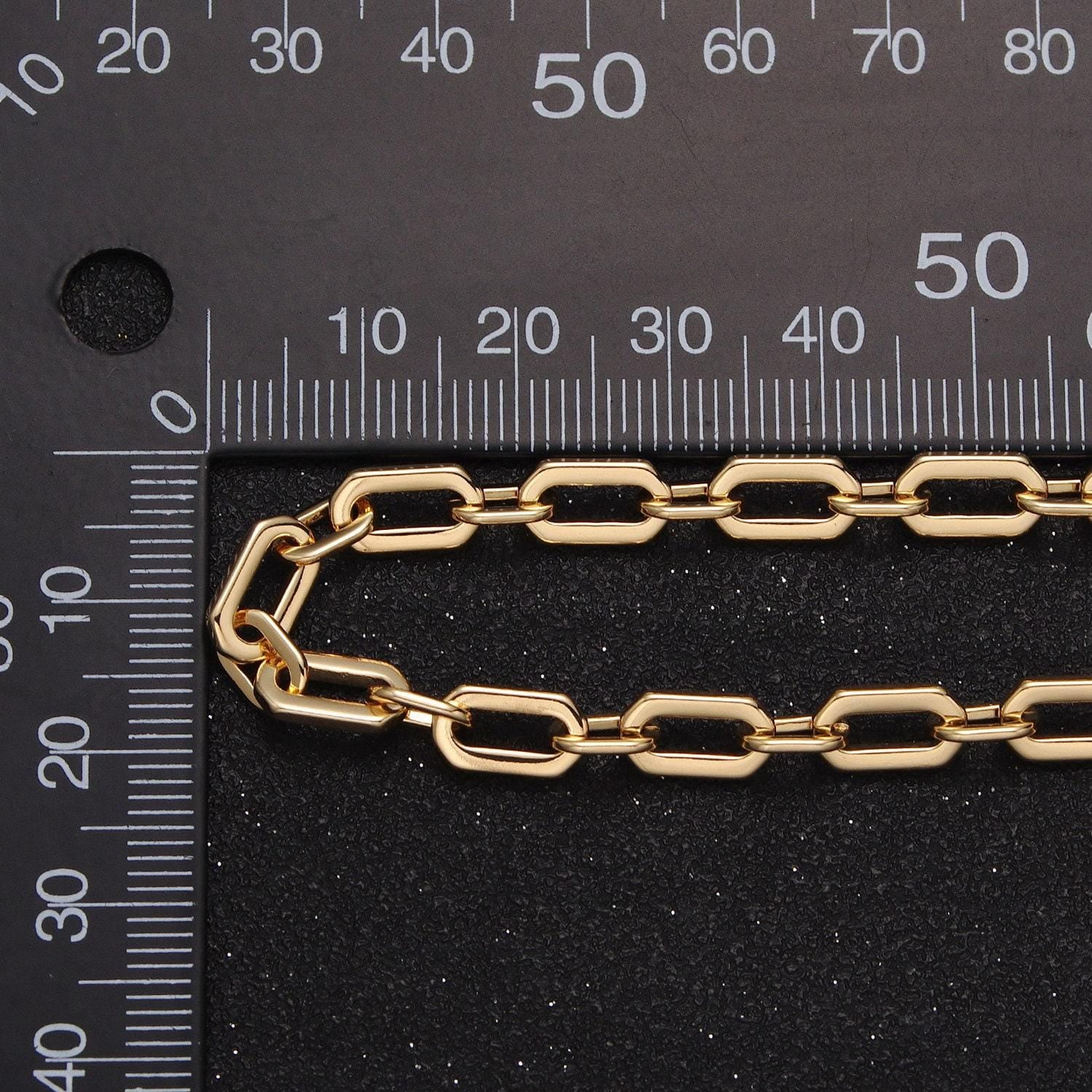 24k gold filled 5.5mm hexagonal geometric paper clip unfinished bulk roll statement chain by yard in gold & silver | roll-1122 roll-1205