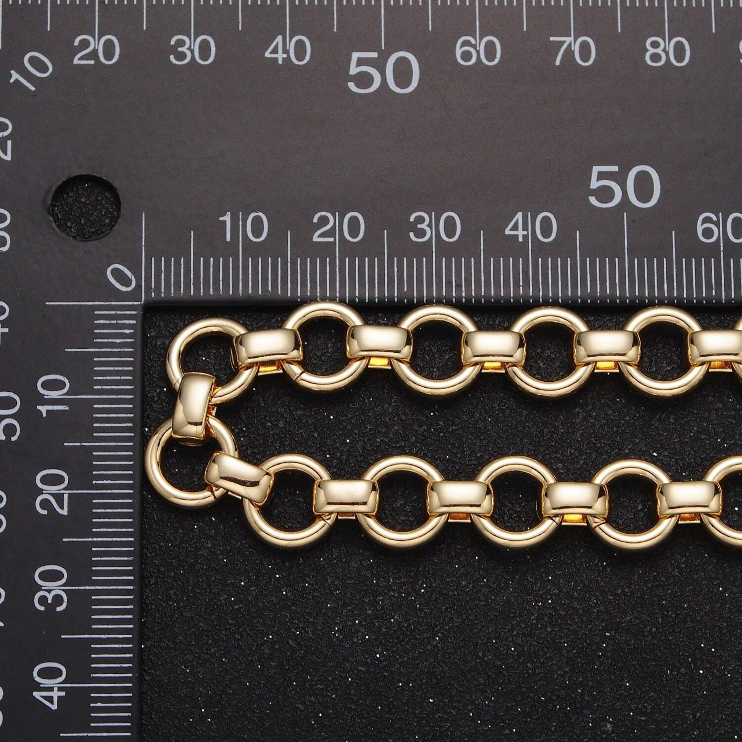 24k gold filled 10mm round rolo statement chain cable link unfinished wholesale bulk chain by yard | roll-1128 roll-1201