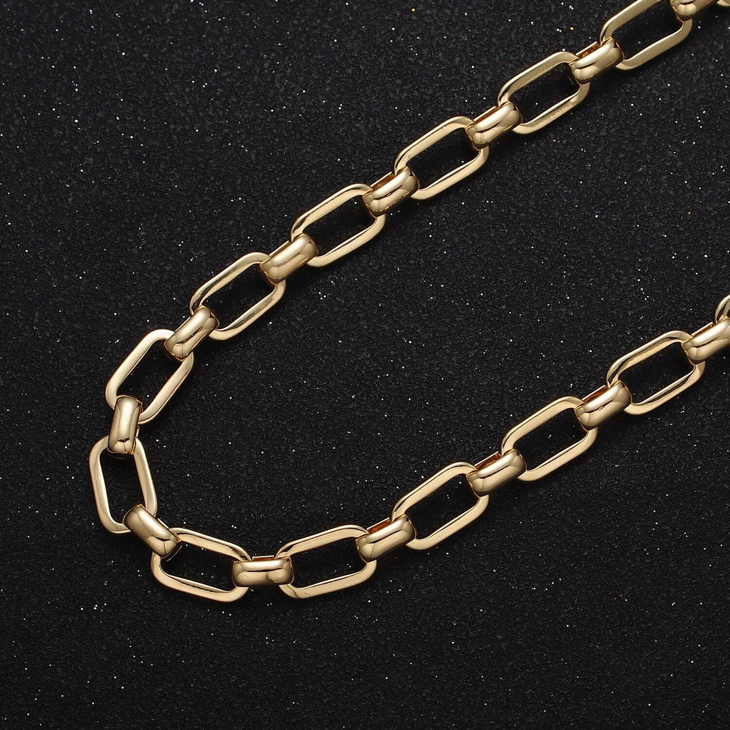 24k gold filled 7mm wide boxy cable unfinished statement chain for jewelry making component in gold & silver | roll-1109 roll-1198