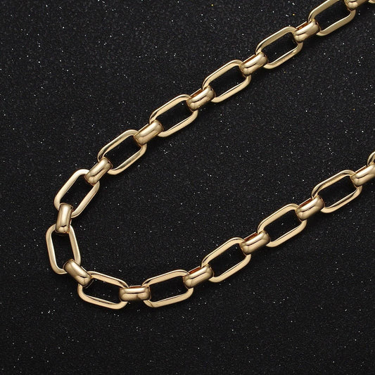 24k gold filled 7mm wide boxy cable unfinished statement chain for jewelry making component in gold & silver | roll-1109 roll-1198