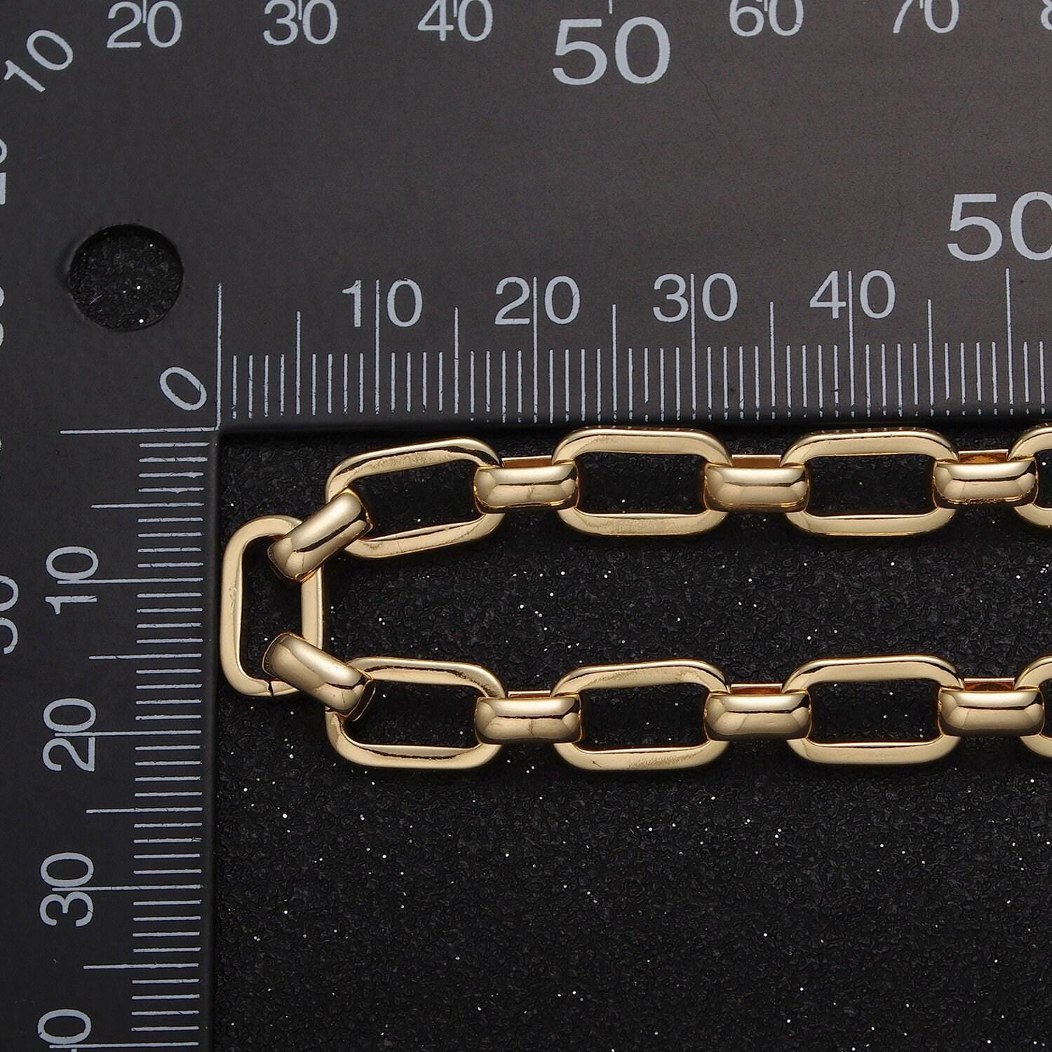 24k gold filled 7mm wide boxy cable unfinished statement chain for jewelry making component in gold & silver | roll-1109 roll-1198
