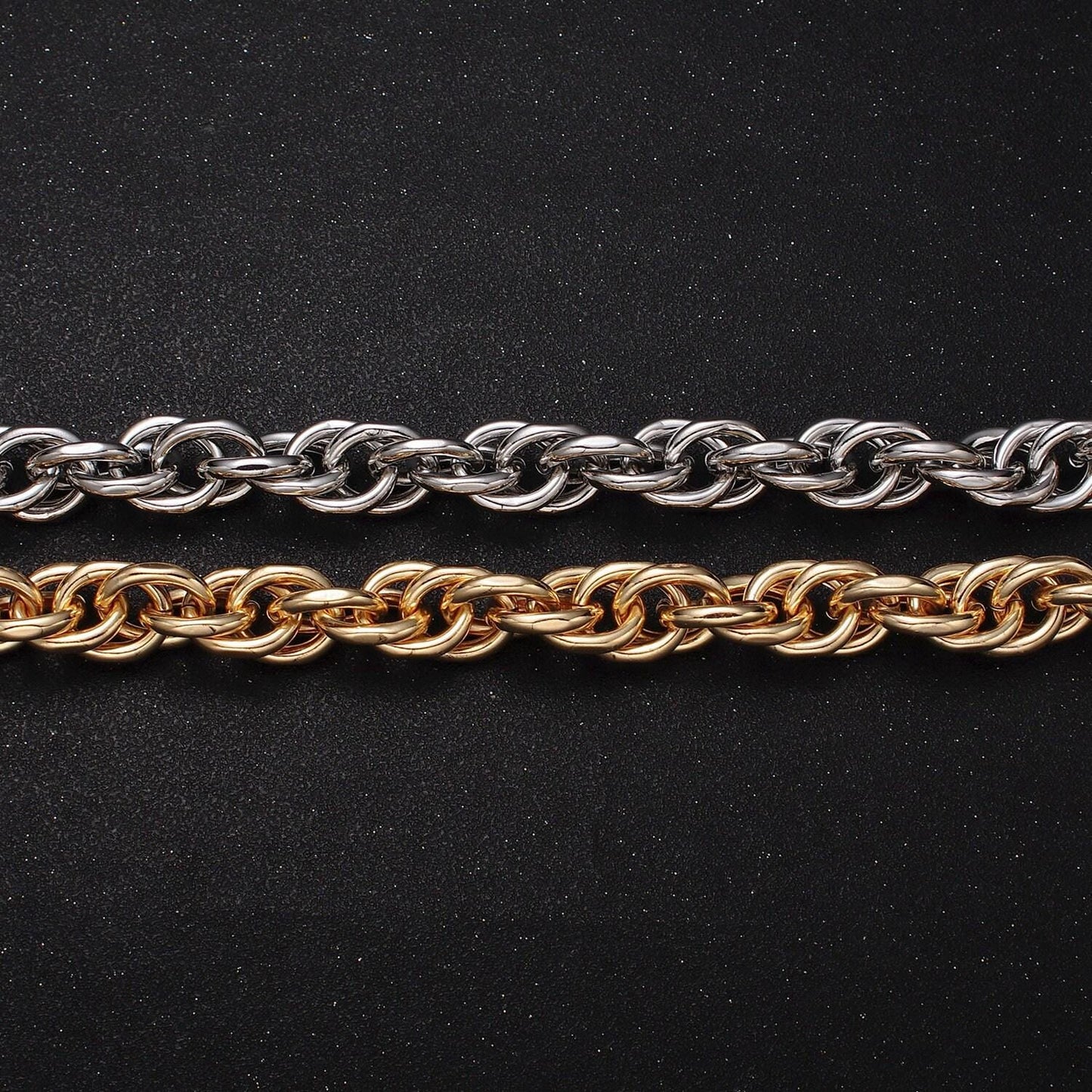 24k gold filled 13.3mm singapore twist unfinished statement roll chain by yard for jewelry making component | roll-1183 roll-1184