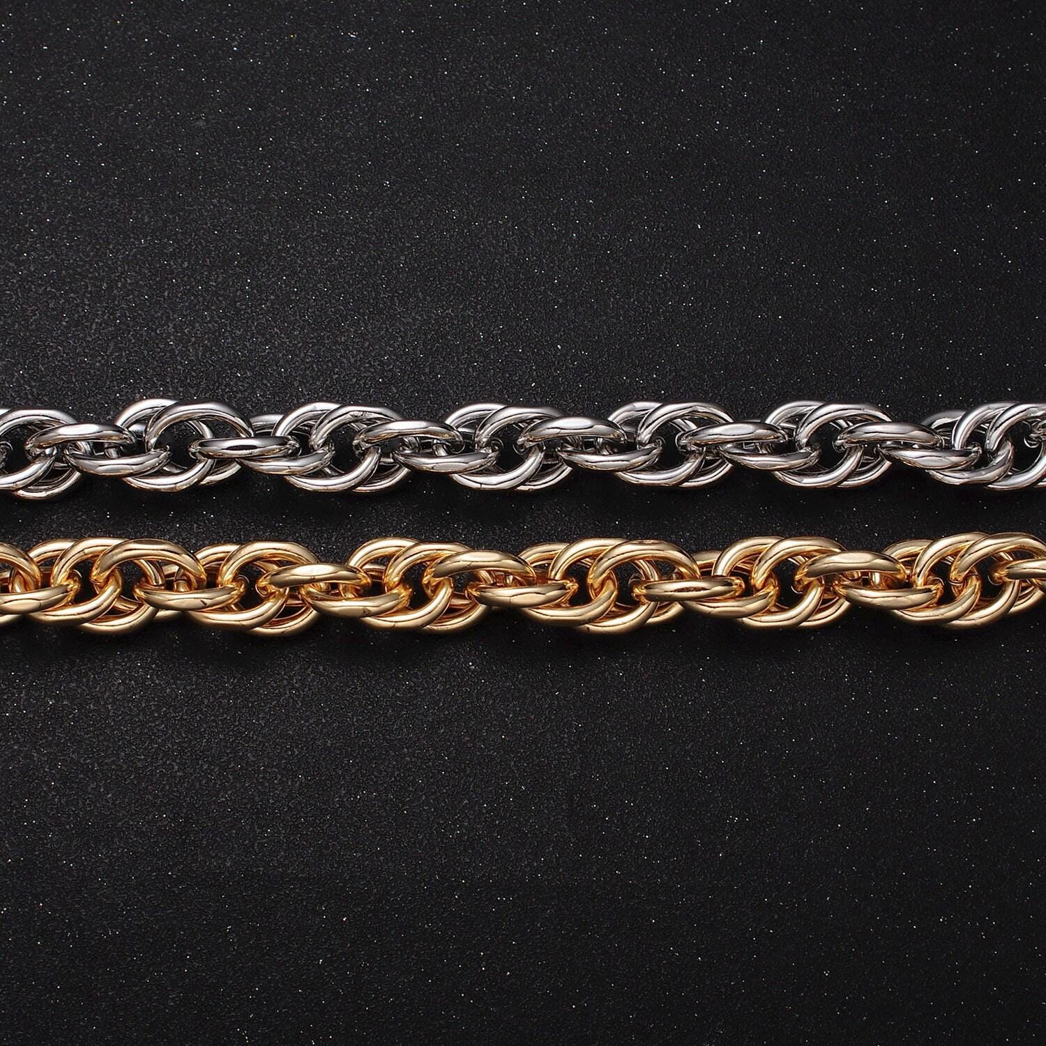 24k gold filled 13.3mm singapore twist unfinished statement roll chain by yard for jewelry making component | roll-1183 roll-1184