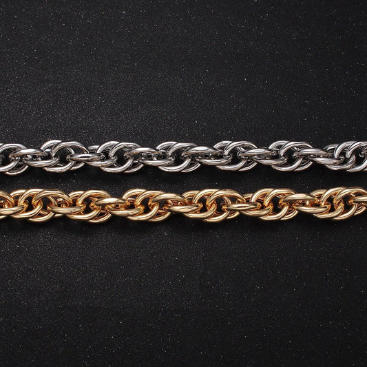 24k gold filled 13.3mm singapore twist unfinished statement roll chain by yard for jewelry making component | roll-1183 roll-1184