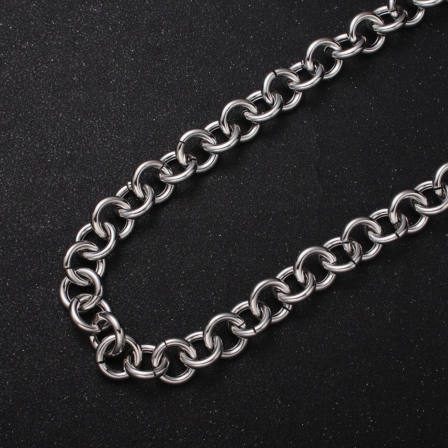 24k, white gold filled 13mm round rolo statement designed unfinished jewelry making chain in gold & silver by yard | roll-1189, roll-1190