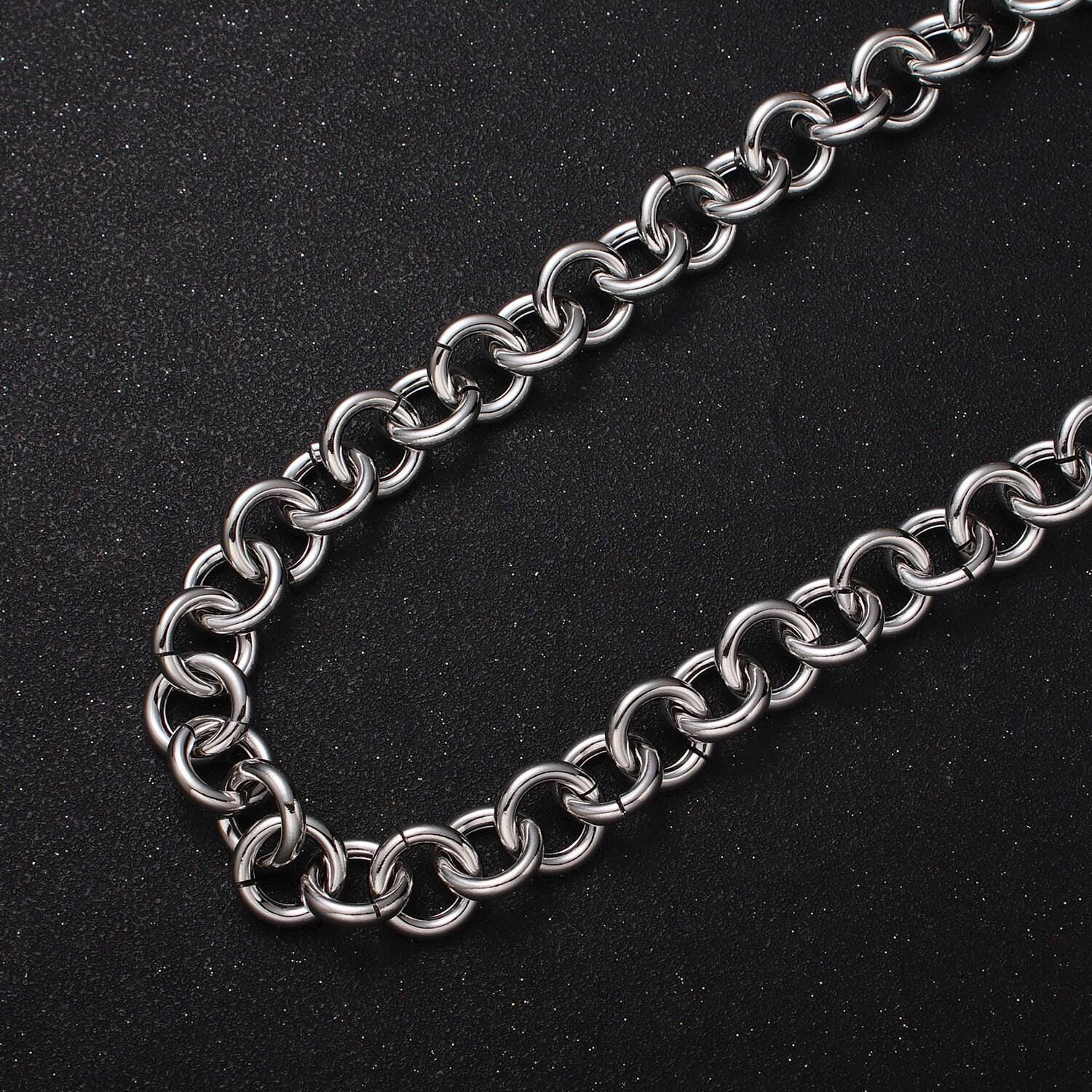 24k, white gold filled 13mm round rolo statement designed unfinished jewelry making chain in gold & silver by yard | roll-1189, roll-1190