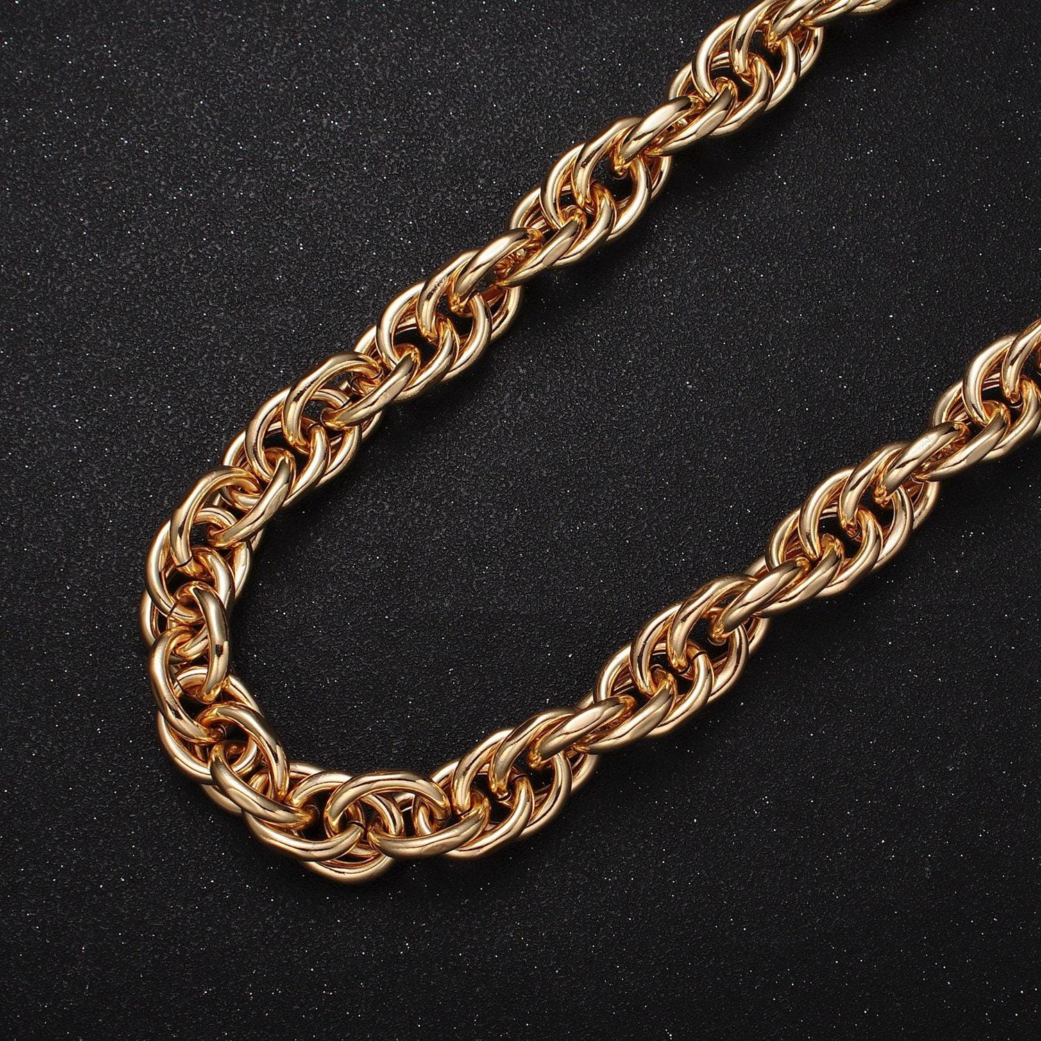 24k gold filled 13.3mm singapore twist unfinished statement roll chain by yard for jewelry making component | roll-1183 roll-1184