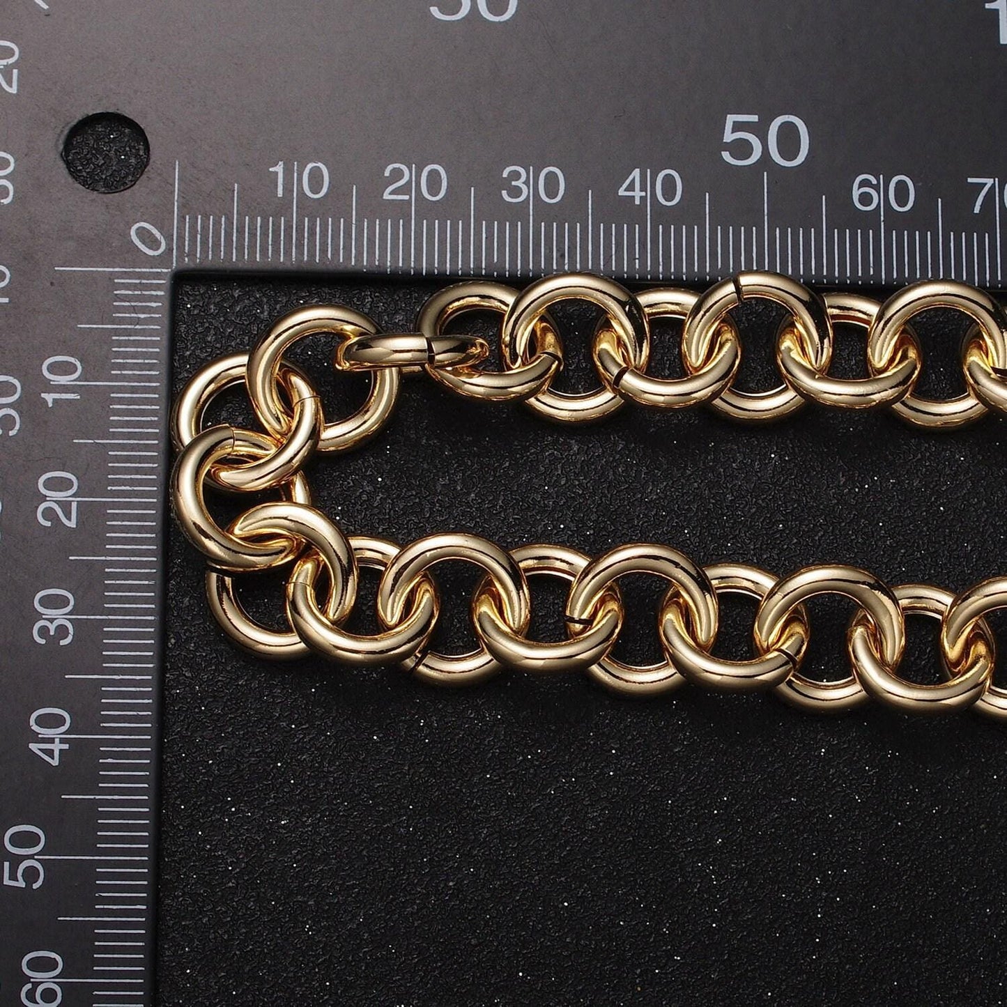 24k, white gold filled 13mm round rolo statement designed unfinished jewelry making chain in gold & silver by yard | roll-1189, roll-1190