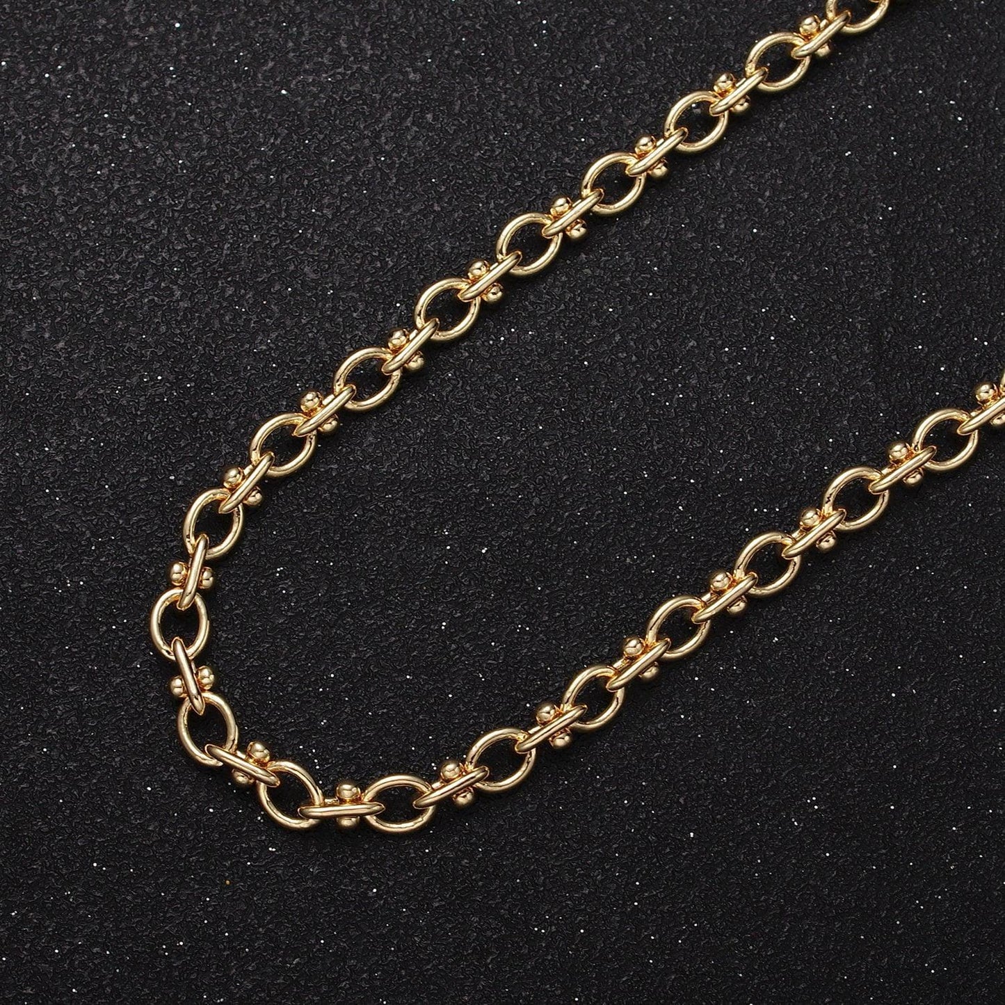 16k, white gold filled 4.5mm designed statement cable link unfinished jewelry making chain by yard in gold & silver | roll-1179 roll-1180