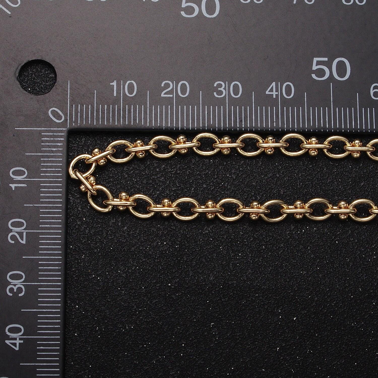 16k, white gold filled 4.5mm designed statement cable link unfinished jewelry making chain by yard in gold & silver | roll-1179 roll-1180