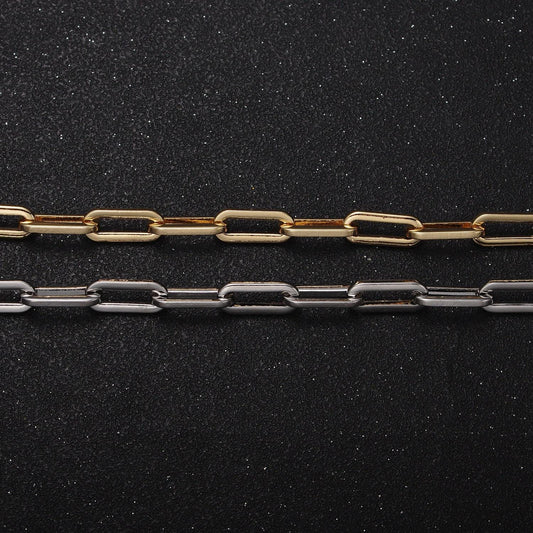 Gold filled 5.5mm paperclip minimalist unfinished bulk jewelry making chain by yard | roll-1149 roll-1150
