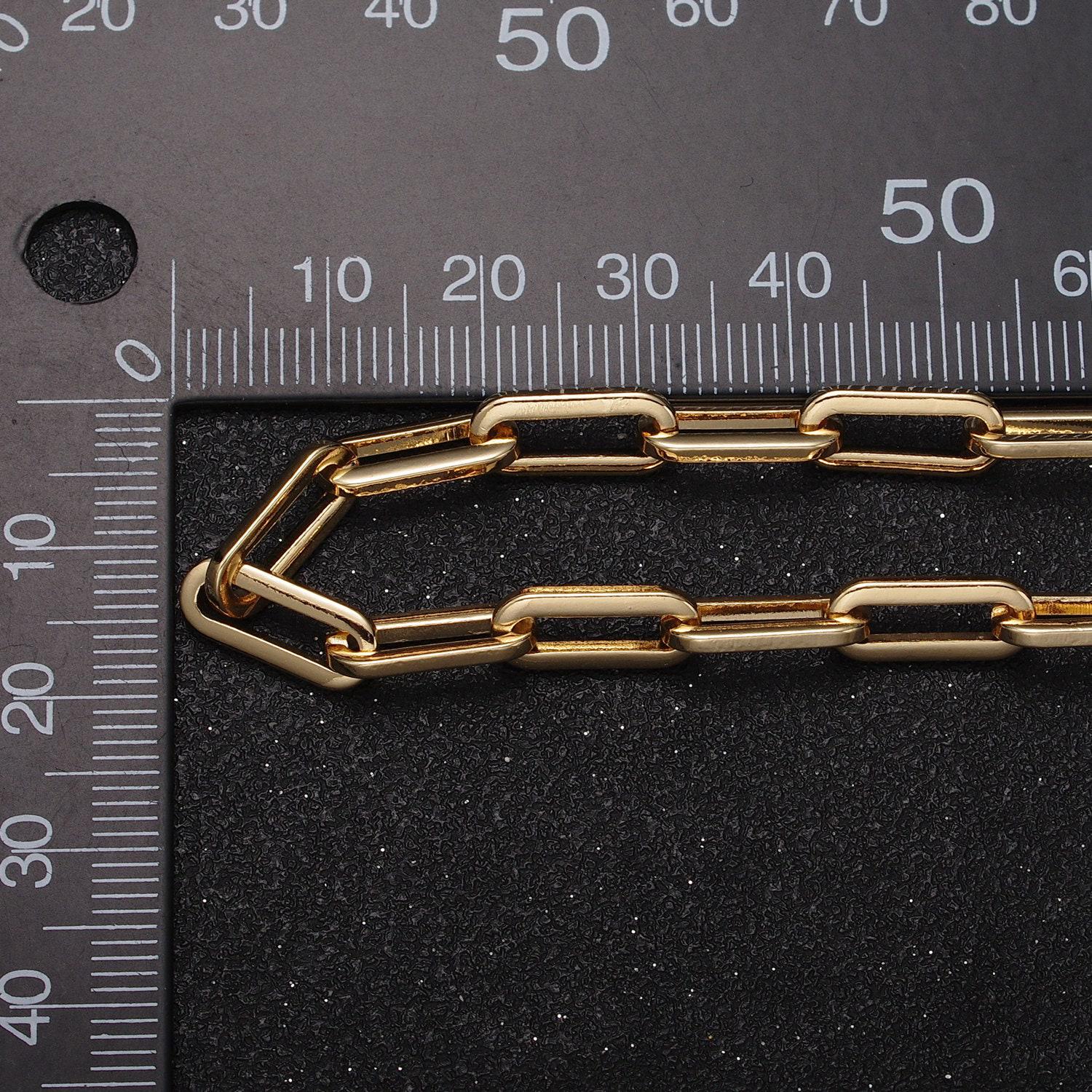 Gold filled 5.5mm paperclip minimalist unfinished bulk jewelry making chain by yard | roll-1149 roll-1150