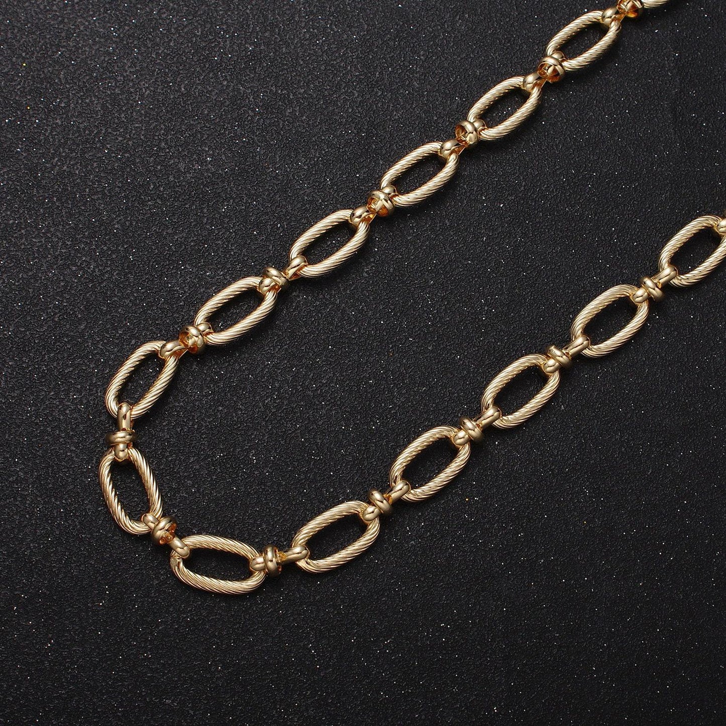 Medium oval link chain 16k gold filled 6.5mm cable figure eight link unfinished wholesale chain by yard in gold & silver | roll-1139
