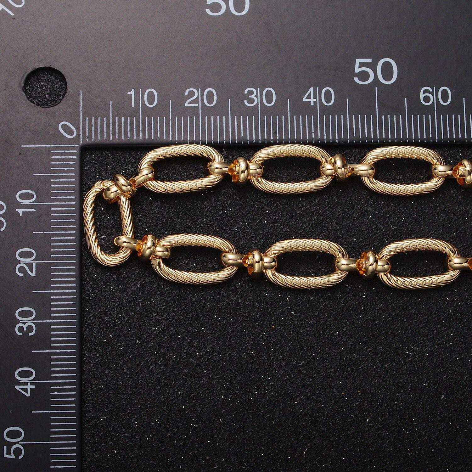 Medium oval link chain 16k gold filled 6.5mm cable figure eight link unfinished wholesale chain by yard in gold & silver | roll-1139