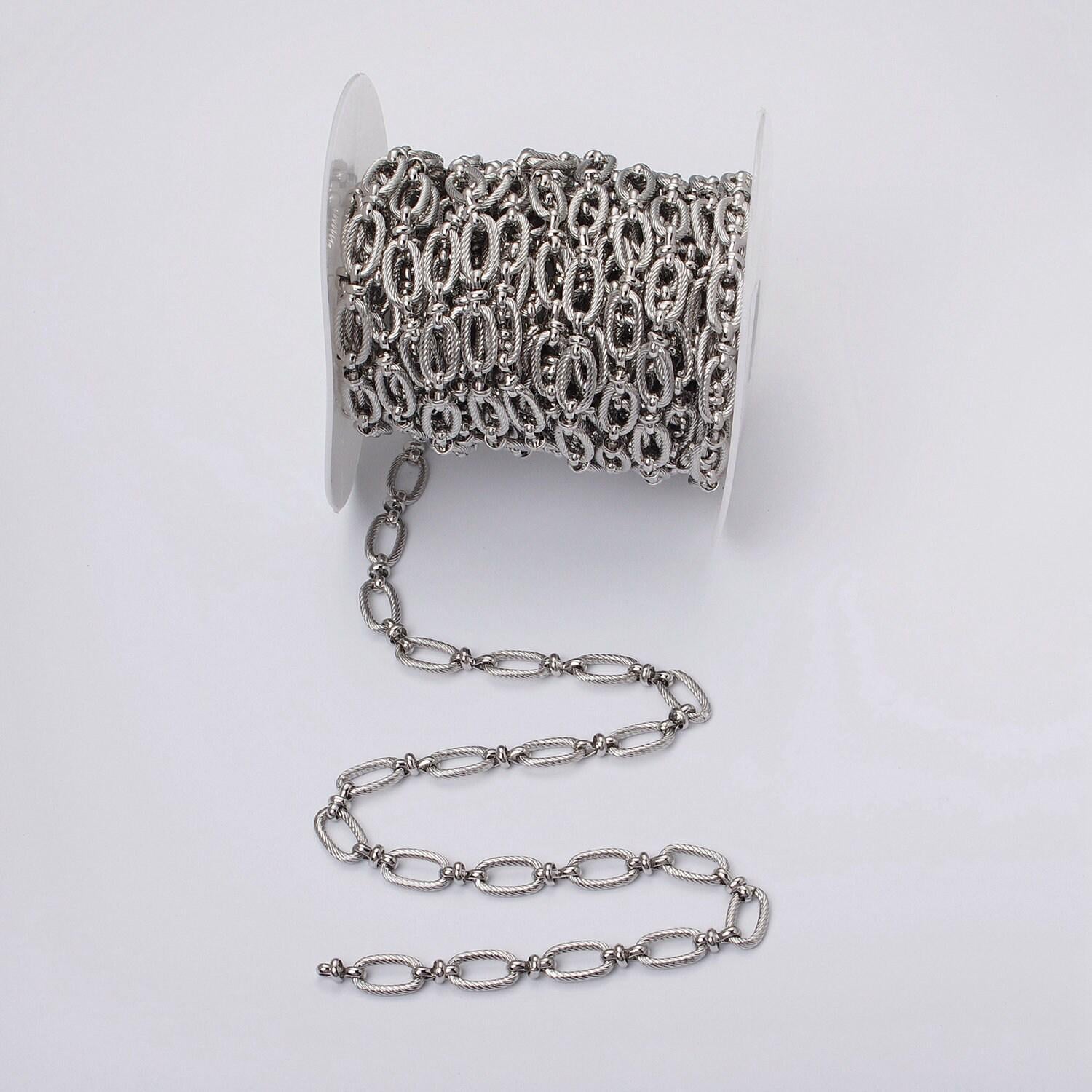 Medium oval link chain 16k gold filled 6.5mm cable figure eight link unfinished wholesale chain by yard in gold & silver | roll-1139