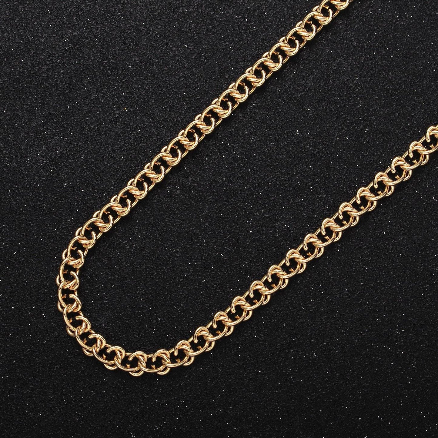 24k gold filled 4mm 5mm 6mm double cable link unfinished designed chain for statement jewelry making wholesale chain roll-1064