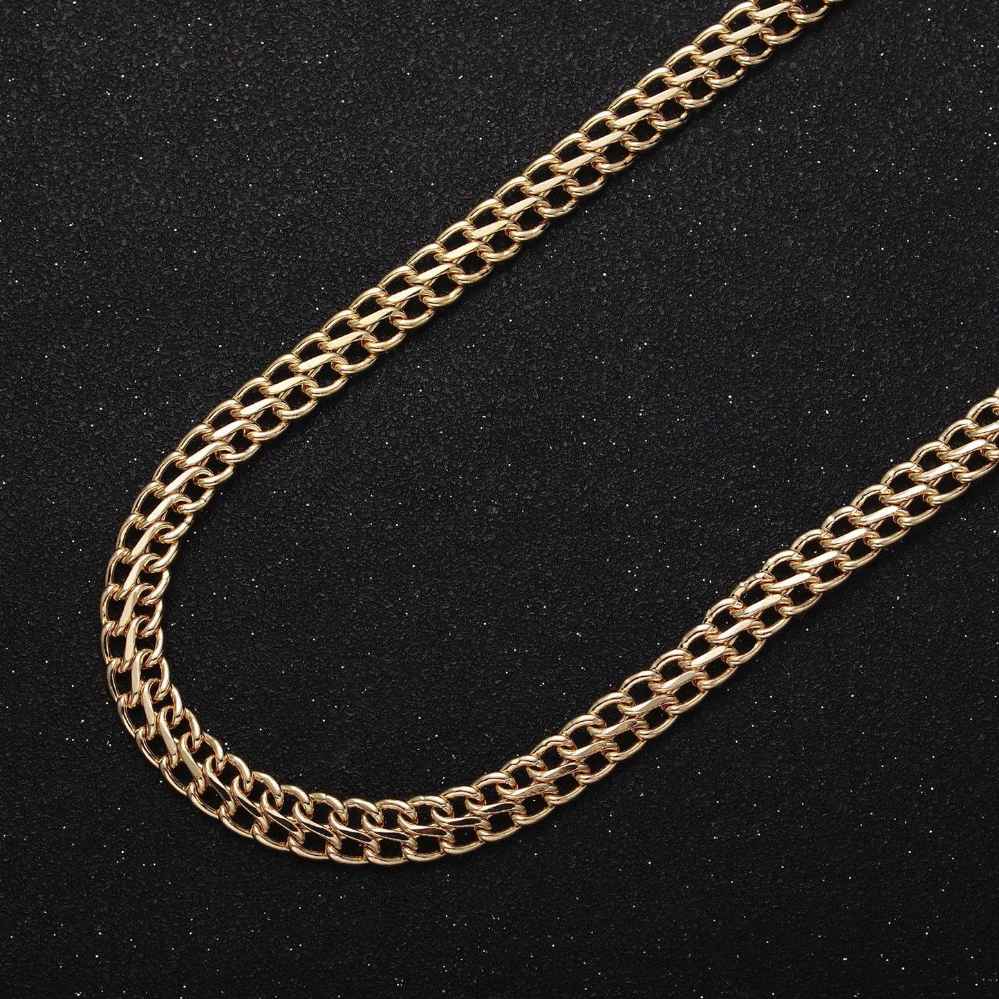 6.5mm gold filled double row cuban curb double s-link figure 8 geometric unfinished gold, silver jewelry making chain | roll-1034, roll-1119