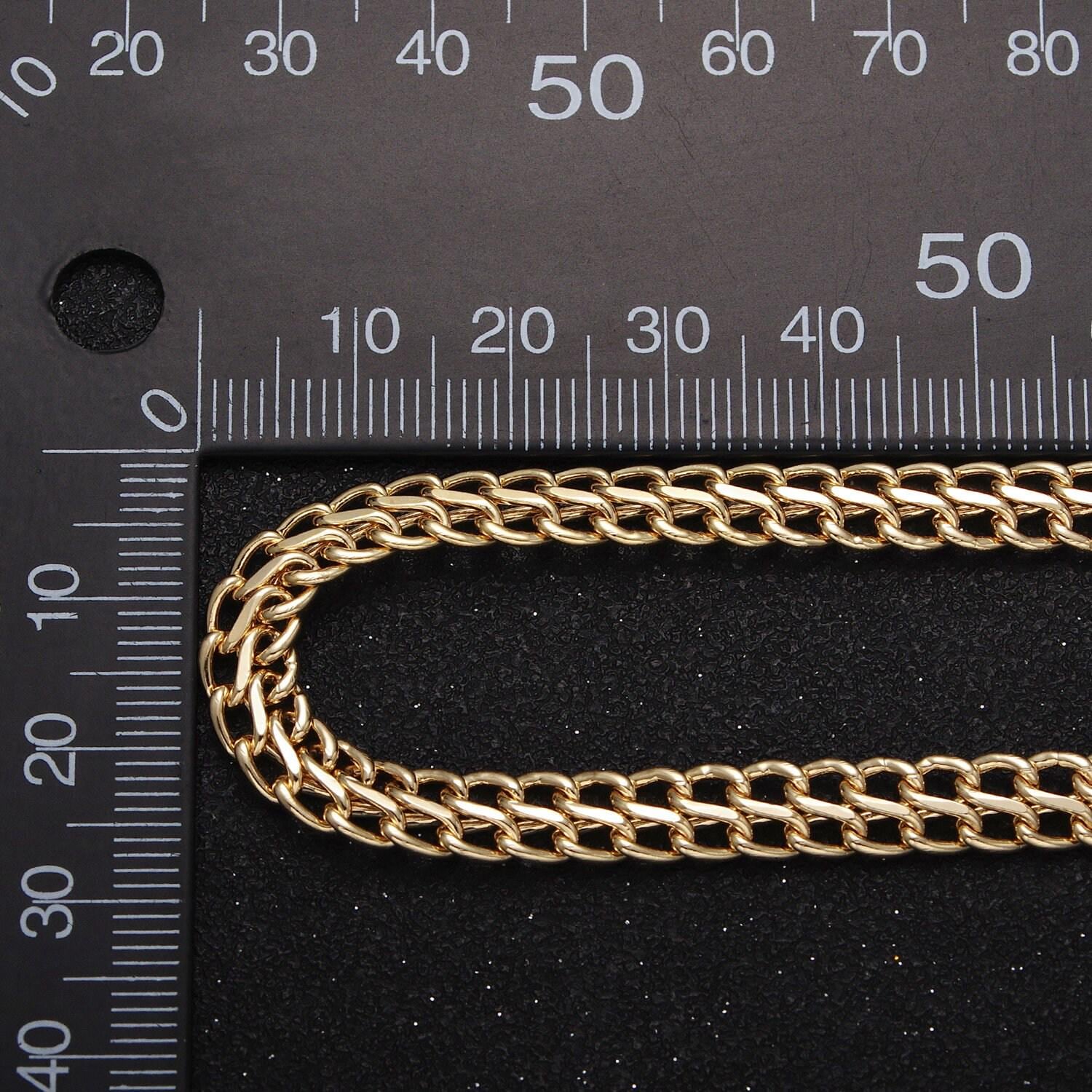 6.5mm gold filled double row cuban curb double s-link figure 8 geometric unfinished gold, silver jewelry making chain | roll-1034, roll-1119