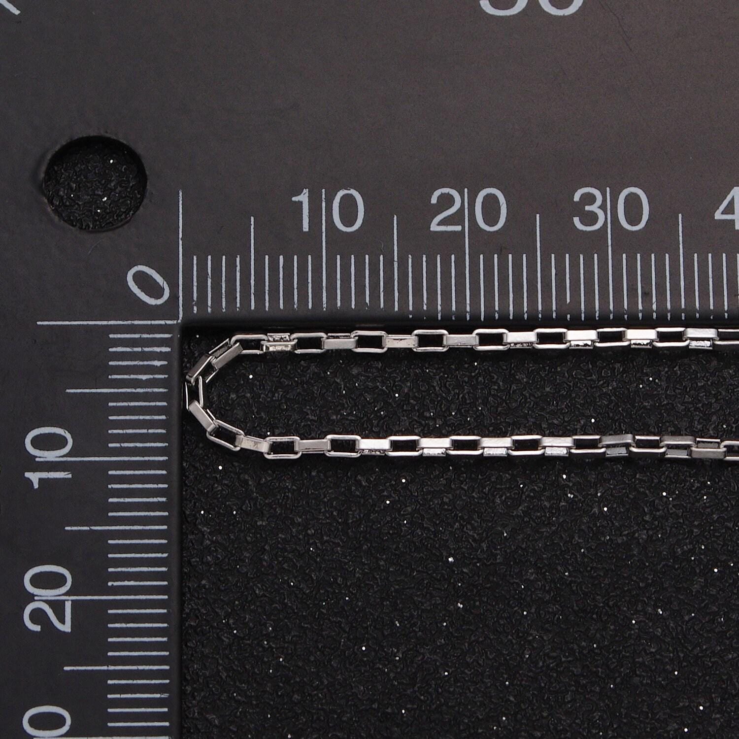 24k white gold filled 1.5mm rectangular long box paperclip gold, silver chain for jewelry making supply by yard | roll-1029 roll-1110