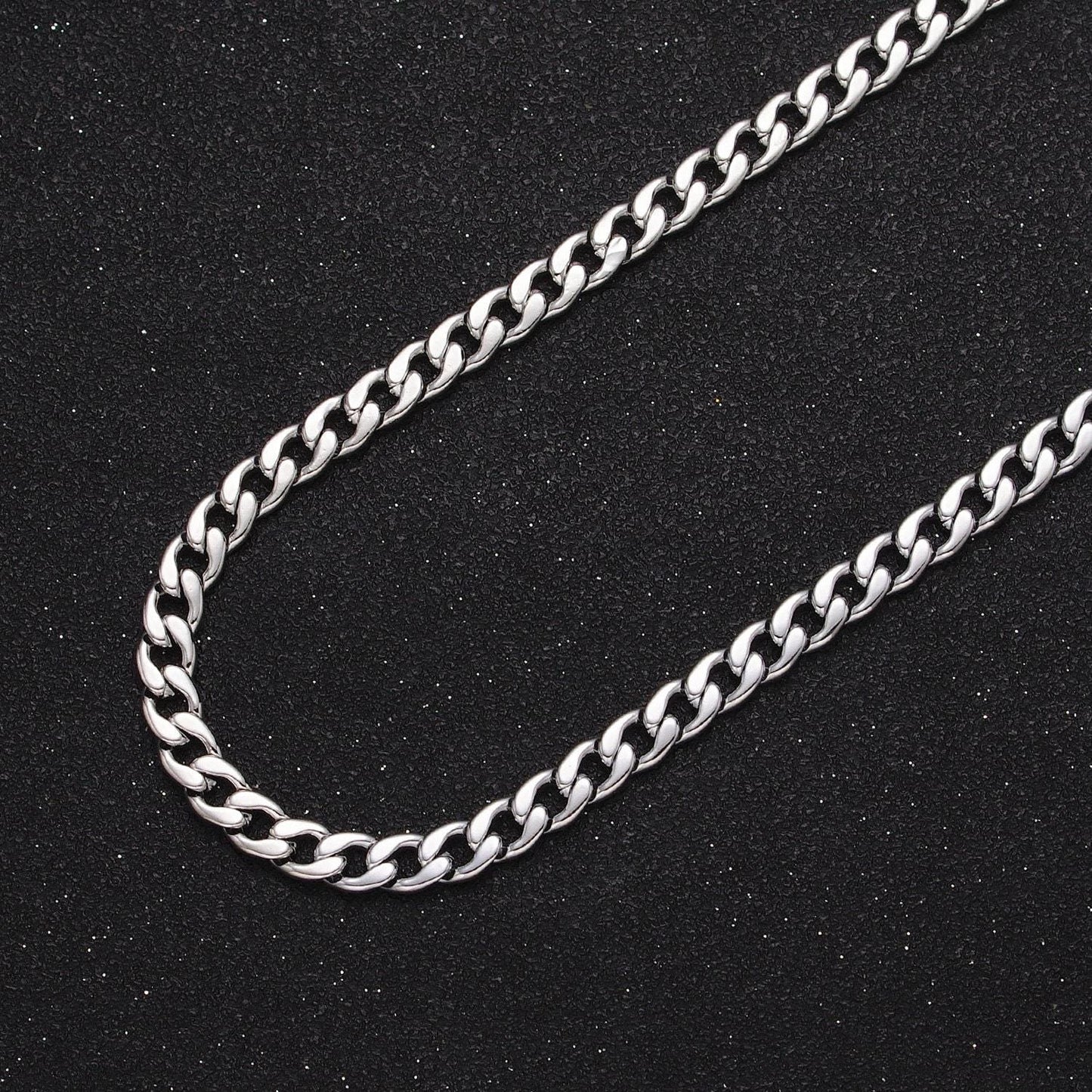 Gold filled 5mm statement flat concave cuban curb unfinished minimalist jewelry making gold, silver chain by yard | roll-1058 roll-1104