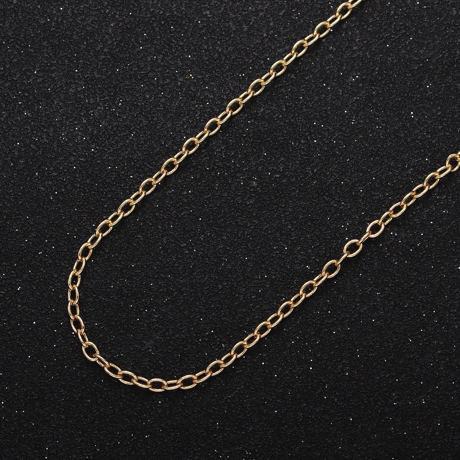 Dainty gold filled minimalist 2.2mm cable rolo unfinished chain by yard for jewelry making in gold & silver | roll-1036 roll-1099