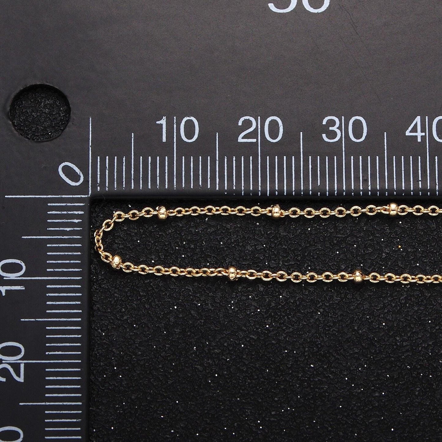 Dainty 24k white gold filled 1.8mm satellite bead 1.2mm rolo unfinished gold, silver jewelry making chain by yard | roll-1040 roll-1095