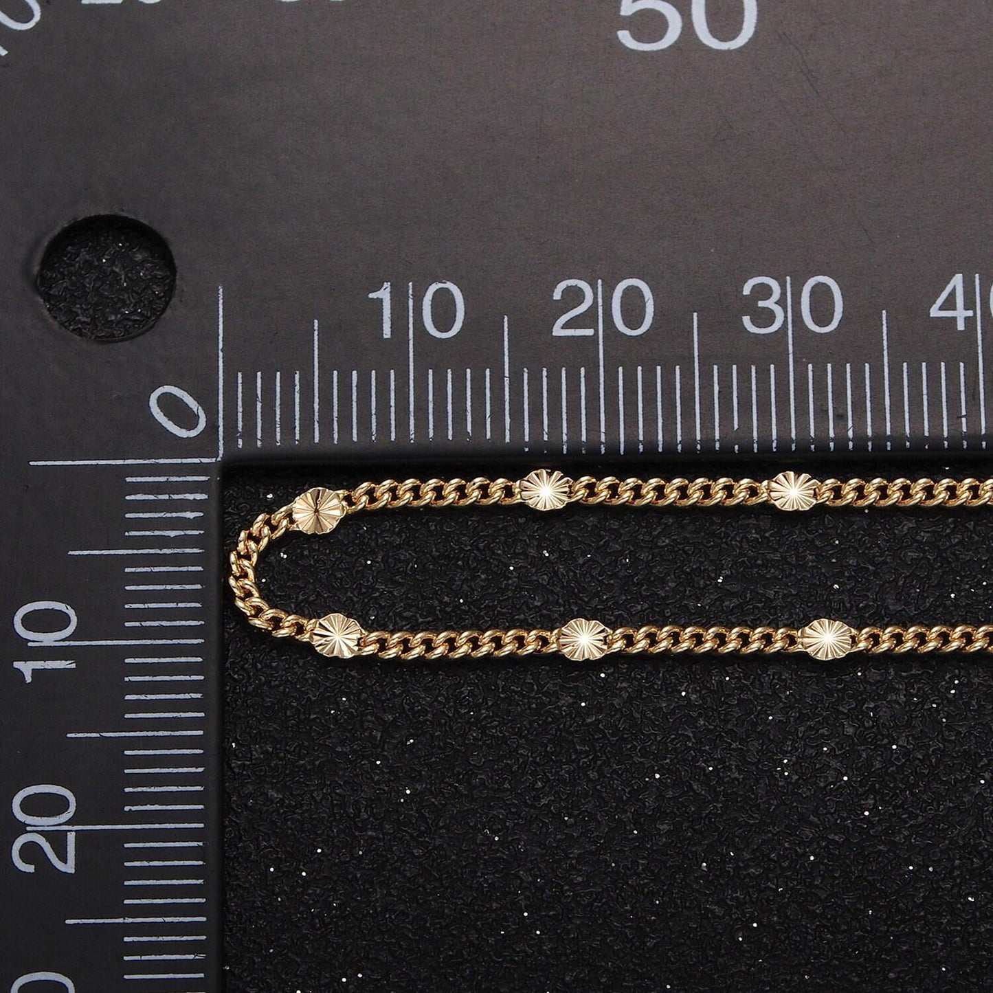 Dainty 24k gold filled 2mm curb sun burst textured link unfinished gold, silver chain by yard for diy jewelry making | roll-1030, roll-1093