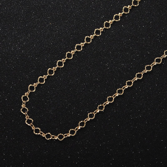 24k gold filled hammered oval rolo fish-shaped 3.5mm geometric unfinished gold, silver yard chain for jewelry making | roll-1063, roll-1091