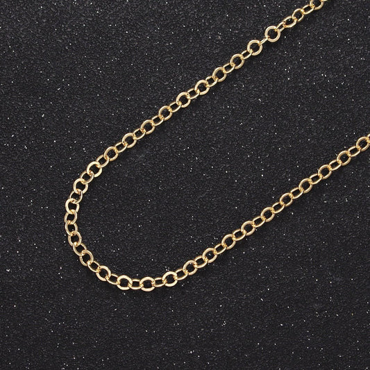 Dainty gold rolo cable chain 3mm width unfinished chain by yard for wholesale jewelry making supply roll-1046