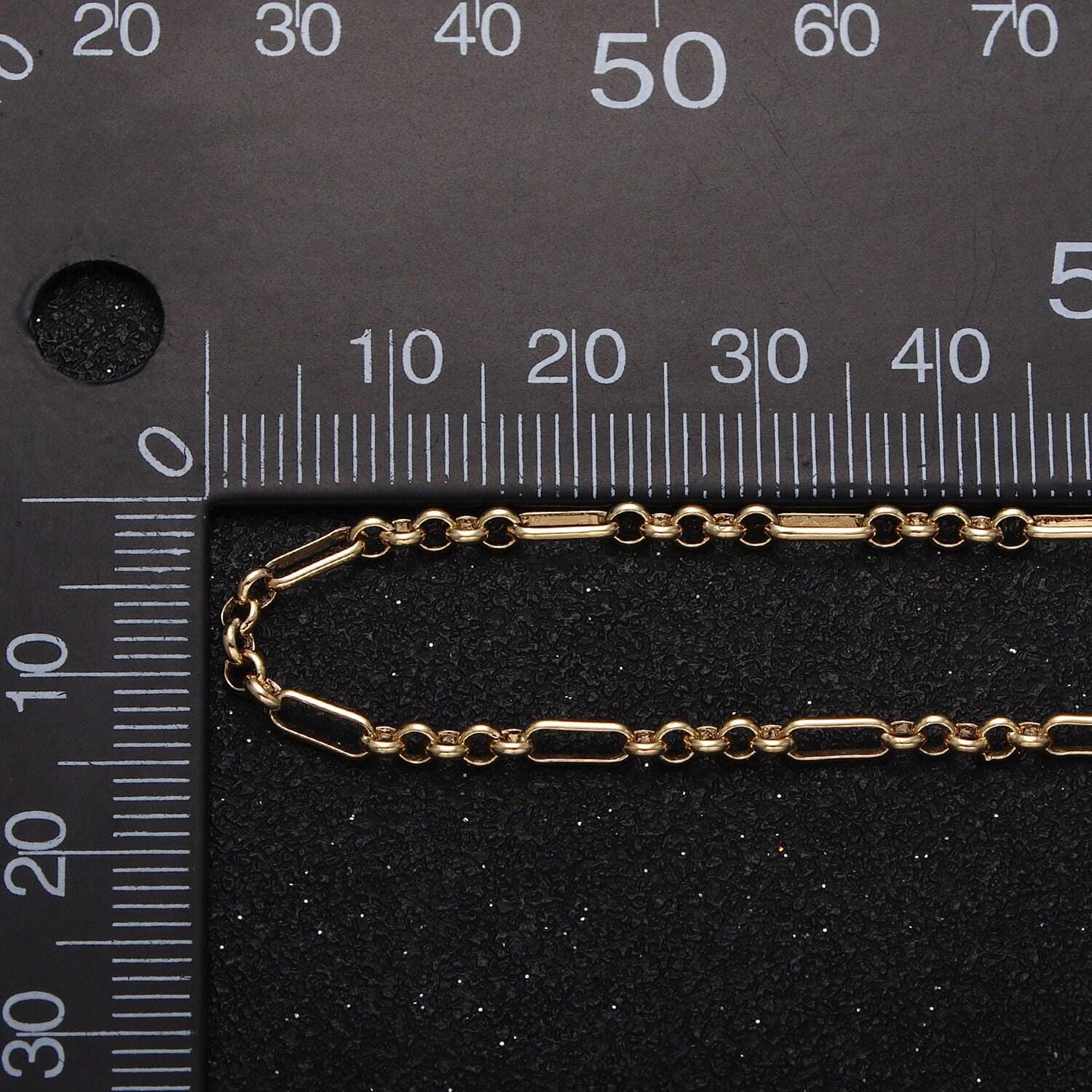 24k white gold filled 2.5mm dainty paper clip triple rolo link wholesale unfinished bulk chain in gold & silver | roll-1062 roll-1084