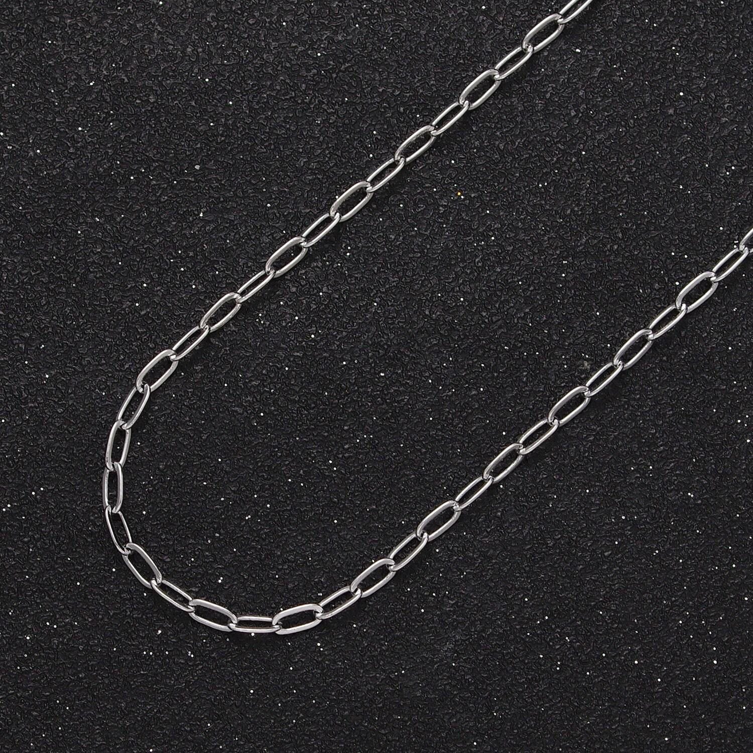 Dainty 24k white gold filled 2.2mm paperclip cable unfinished jewelry making chain by yard in gold & silver | roll-1032 roll-1082