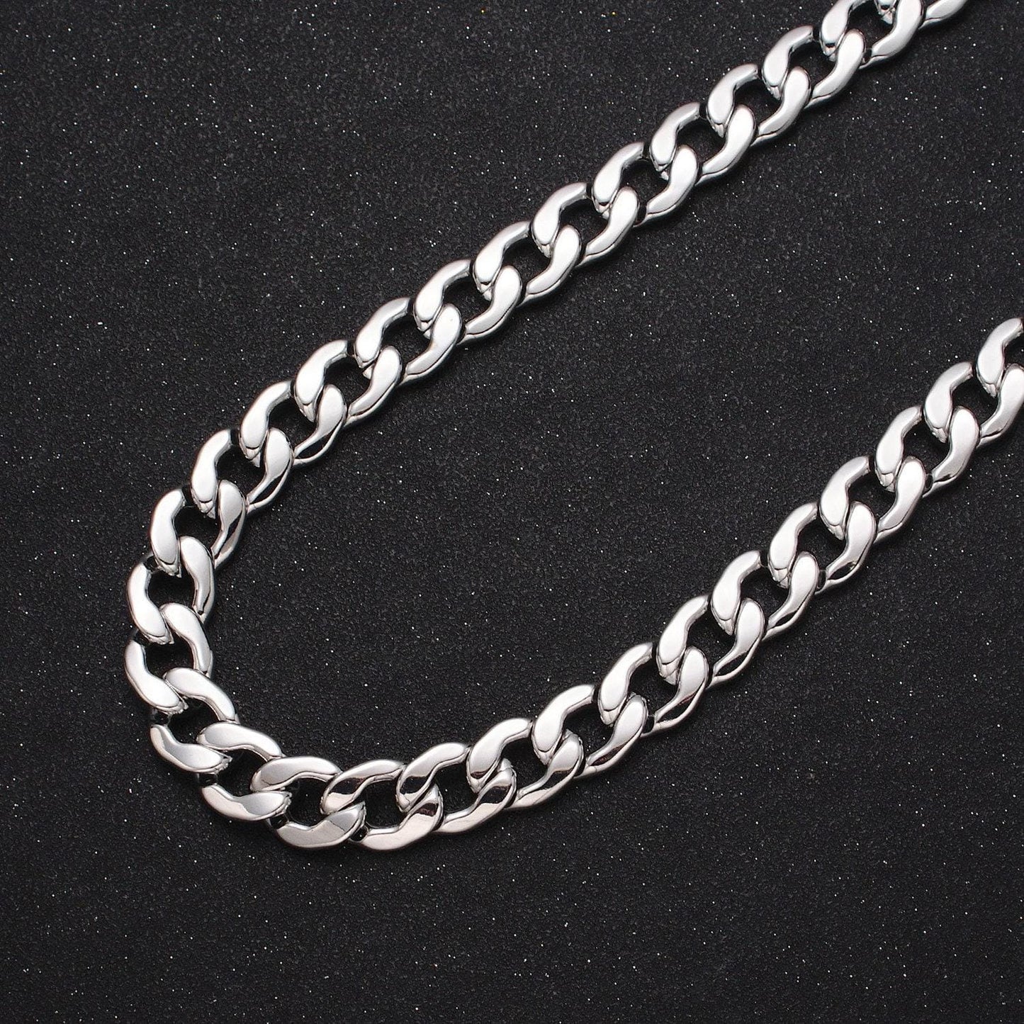 24k gold filled 12mm flat figaro concave cuban curb statement unfinished gold, silver yard chain for jewelry making | roll-1051, roll-1081