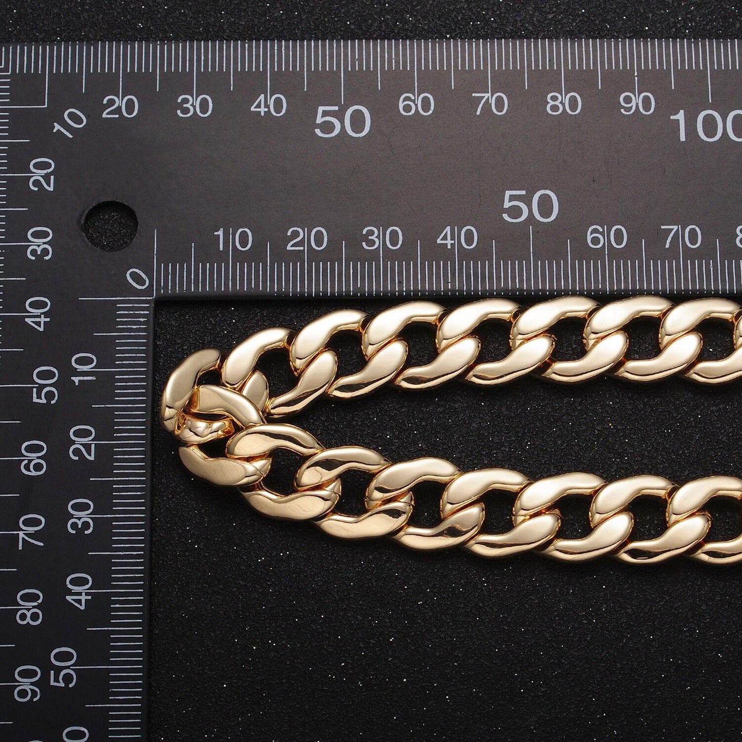 24k gold filled 12mm flat figaro concave cuban curb statement unfinished gold, silver yard chain for jewelry making | roll-1051, roll-1081