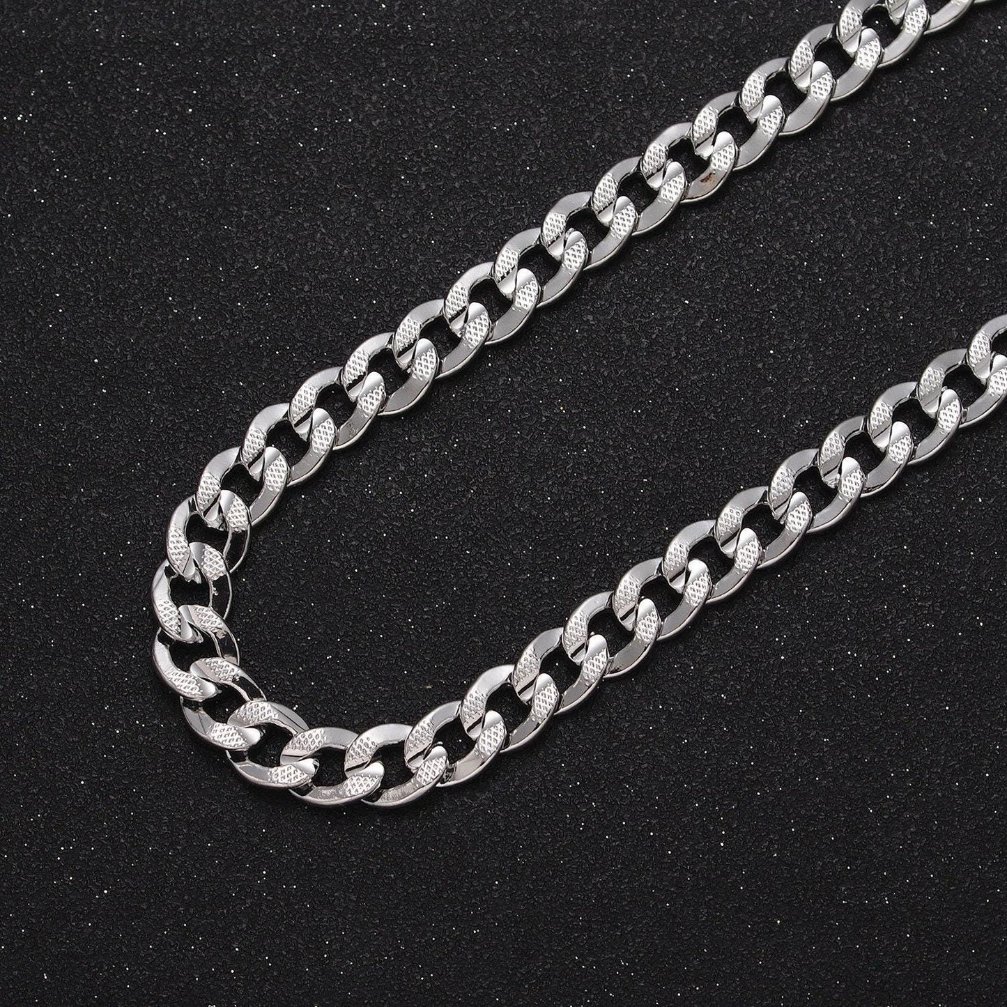 Gold filled 8.5mm dotted textured flat cuban concave curb unfinished jewelry making gold, silver statement yard chain | roll-1052 roll-1080