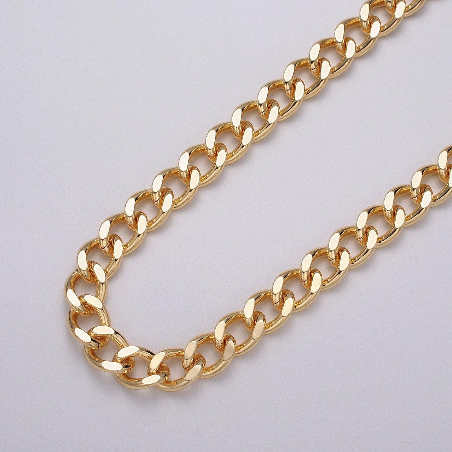 Bold gold miami cuban chain chunky heavy curb link gold, silver chain 10mm width for statement jewelry necklace | roll-1066 roll-1078