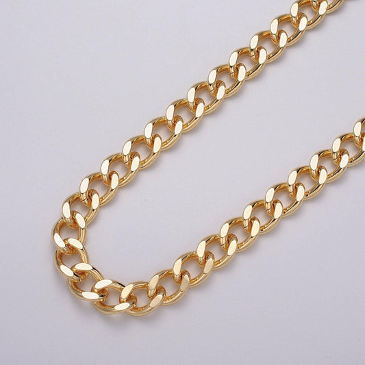 Bold gold miami cuban chain chunky heavy curb link gold, silver chain 10mm width for statement jewelry necklace | roll-1066 roll-1078