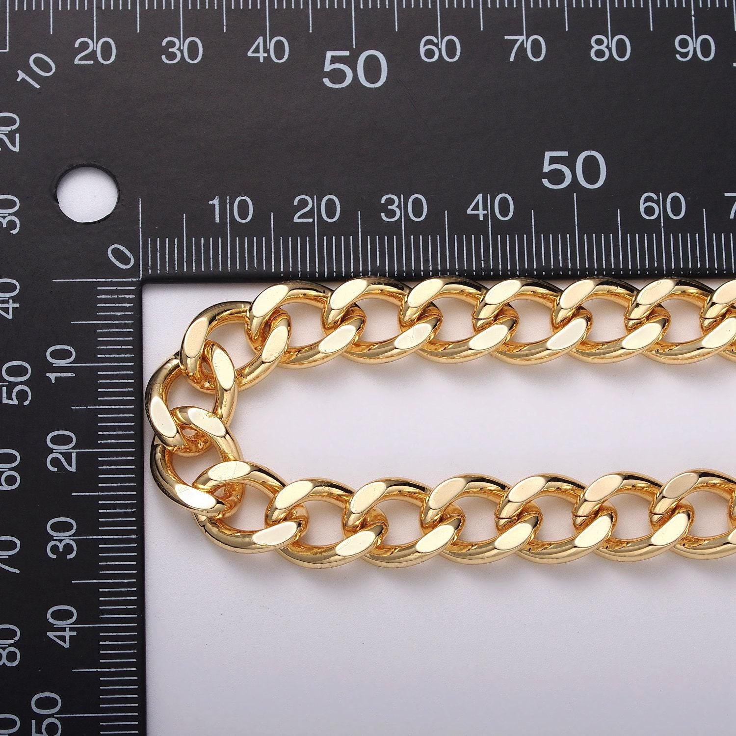 Bold gold miami cuban chain chunky heavy curb link gold, silver chain 10mm width for statement jewelry necklace | roll-1066 roll-1078