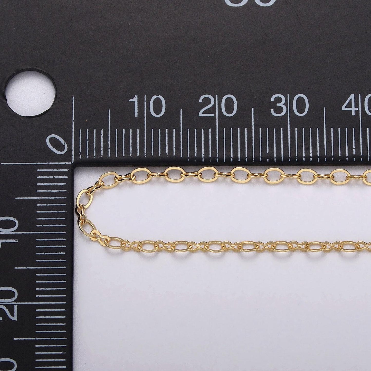 Dainty gold 2mm figure 8 oval cable unfinished dainty chain, by the yard wholesale bulk jewelry chain for making supply roll-1074
