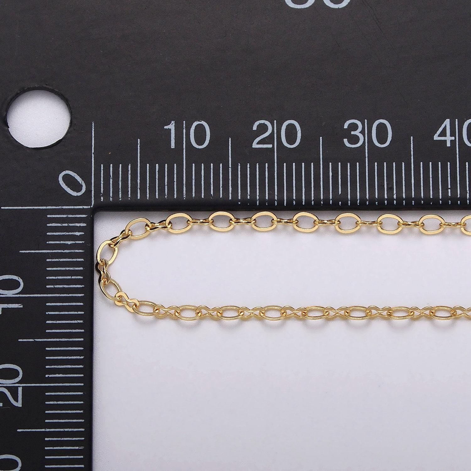 Dainty gold 2mm figure 8 oval cable unfinished dainty chain, by the yard wholesale bulk jewelry chain for making supply roll-1074