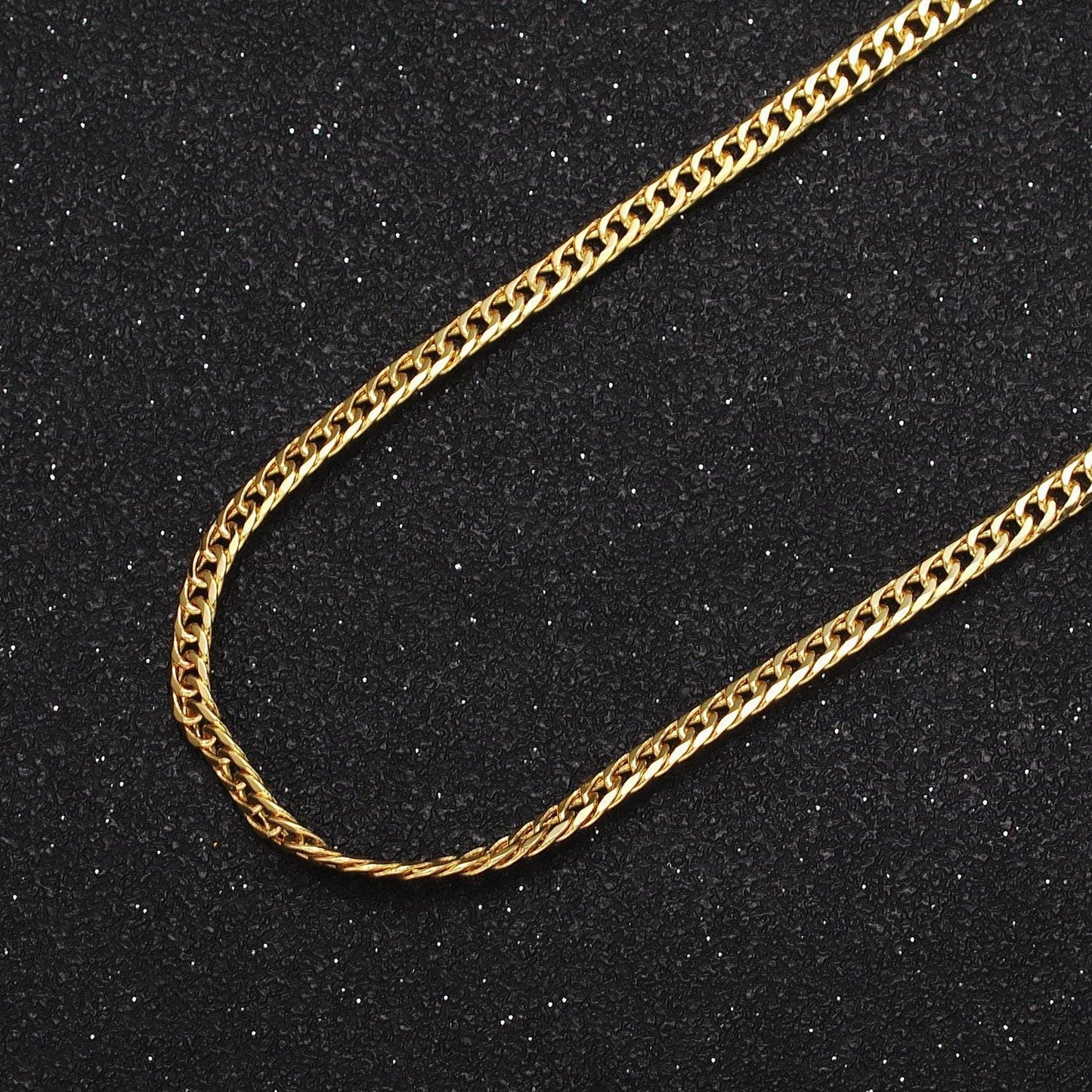 24k gold filled 2.8mm width flat designed cuban curb link statement unfinished chain by yard | roll-1069