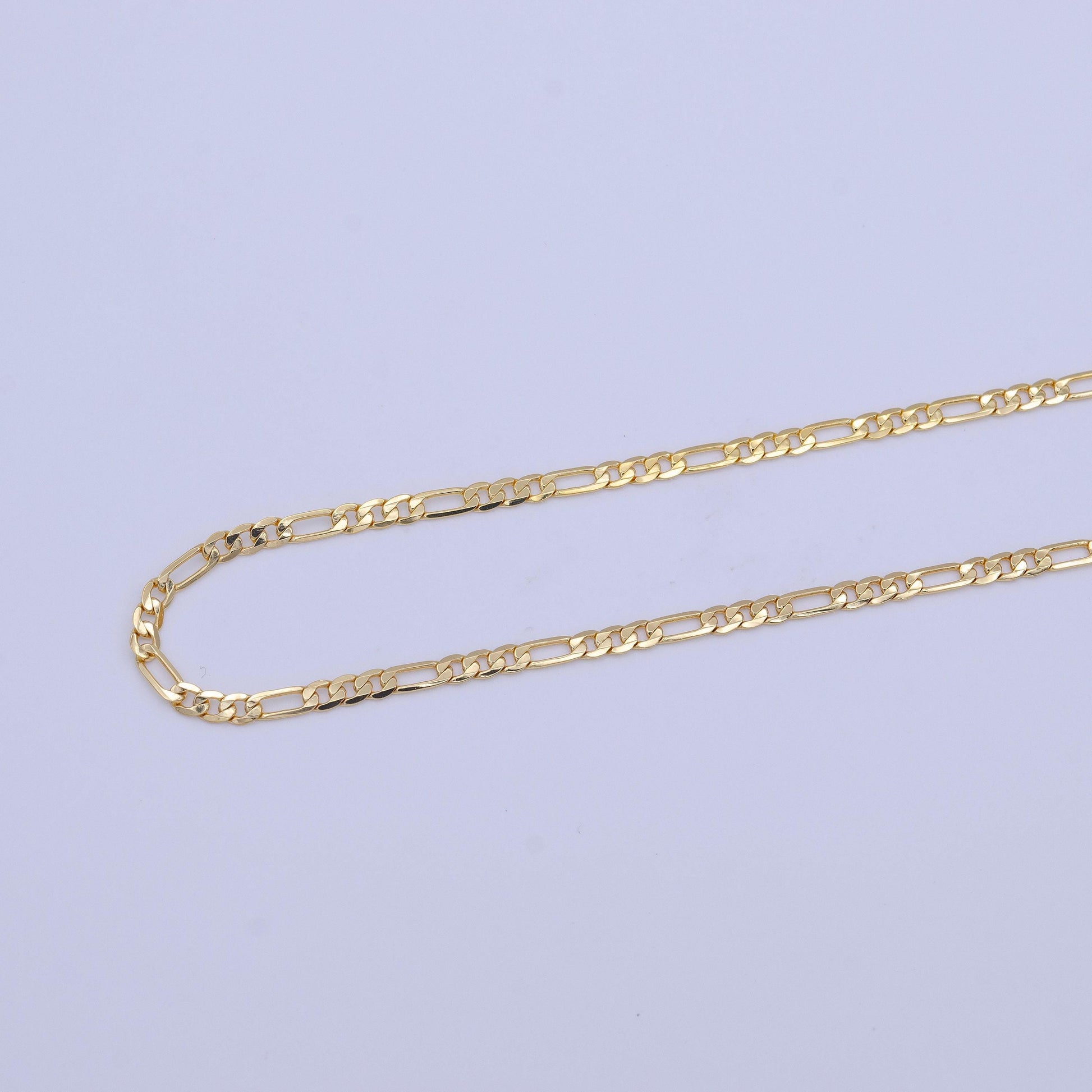 Gold figaro chain by yard, dainty figaro chain wholesale bulk roll chain for jewelry making, width is 3.3 mm roll 1012