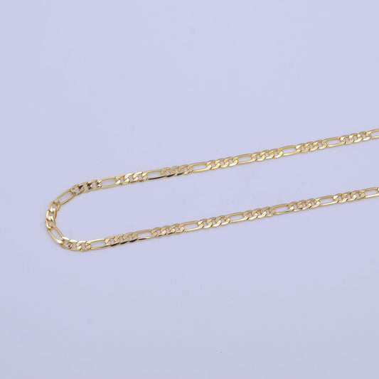 Gold figaro chain by yard, dainty figaro chain wholesale bulk roll chain for jewelry making, width is 3.3 mm roll 1012