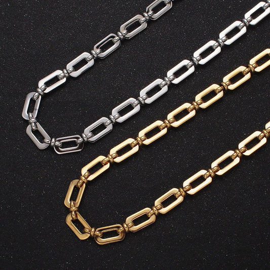 7.3mm designed unfinished statement chain, paperclip w. figure eight bulk chain in gold & silver | roll-1000, roll-1001