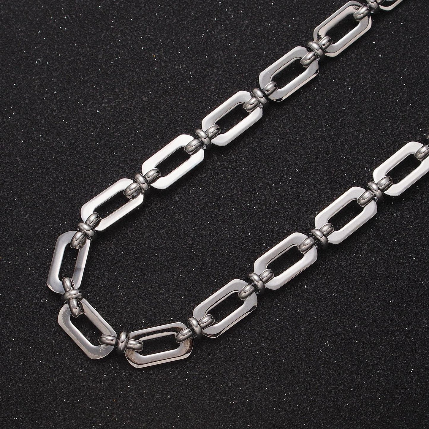 7.3mm designed unfinished statement chain, paperclip w. figure eight bulk chain in gold & silver | roll-1000, roll-1001