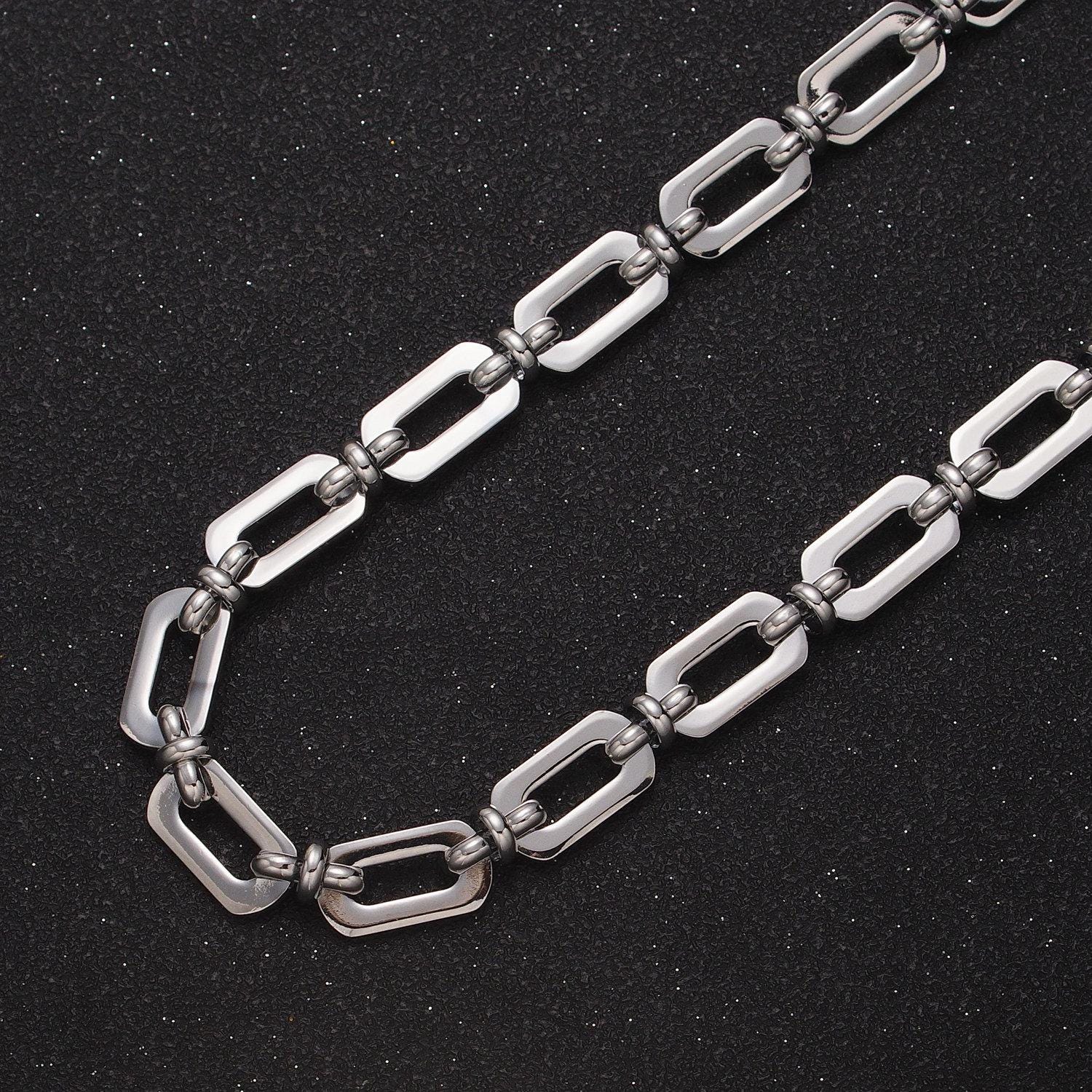 7.3mm designed unfinished statement chain, paperclip w. figure eight bulk chain in gold & silver | roll-1000, roll-1001