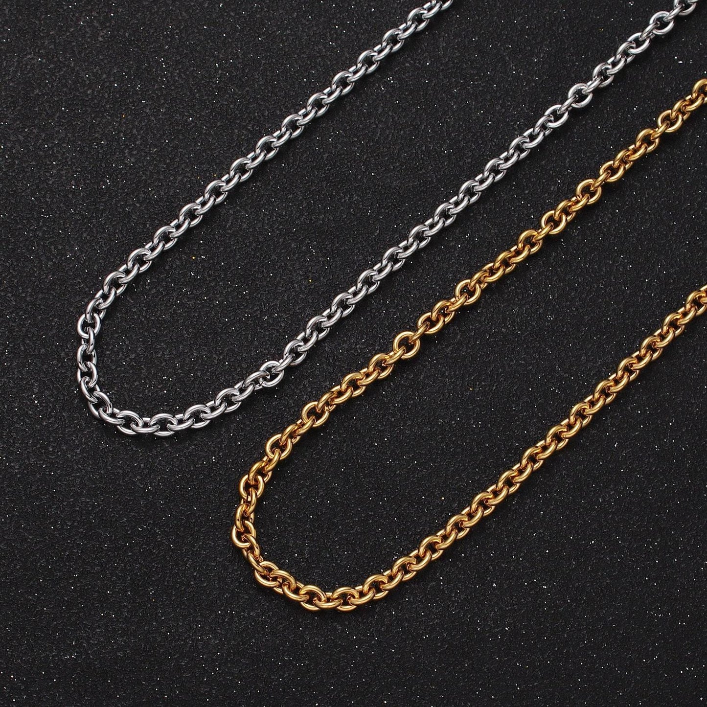 24k gold filled 4mm cable rolo unfinished bulk statement gold, silver jewelry making chain by yard | roll-990, roll-991