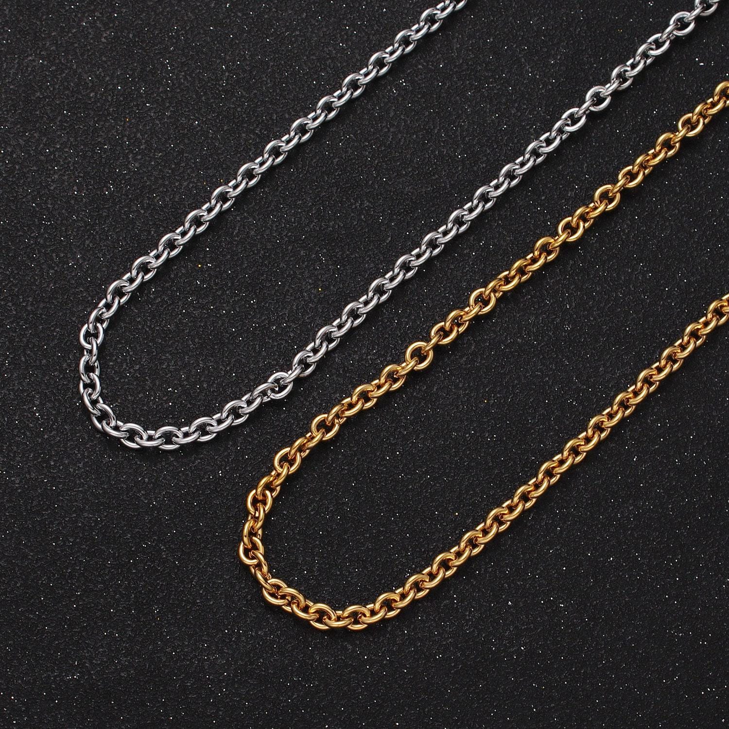 24k gold filled 4mm cable rolo unfinished bulk statement gold, silver jewelry making chain by yard | roll-990, roll-991