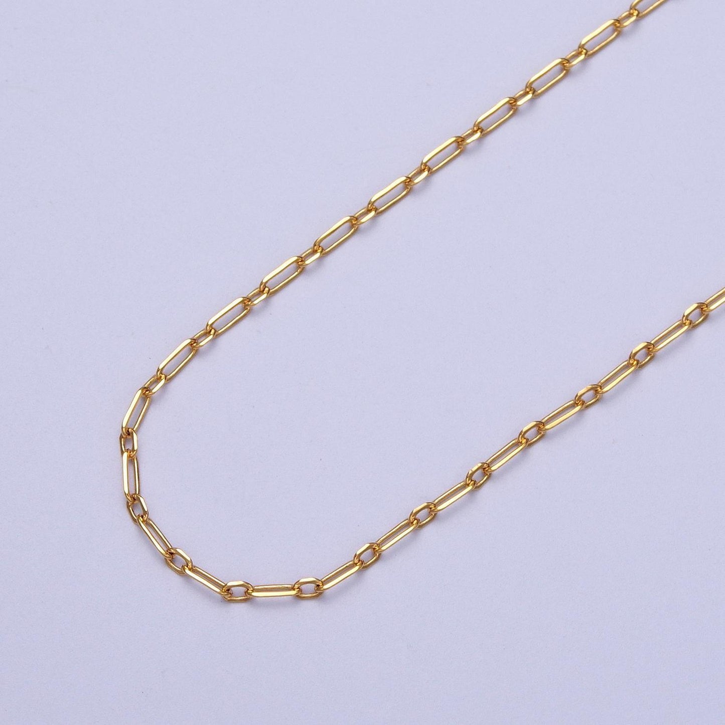 24k gold filled silver dainty 1.8mm flat edge paper clip cable link wholesale jewelry making unfinished chain | roll-971