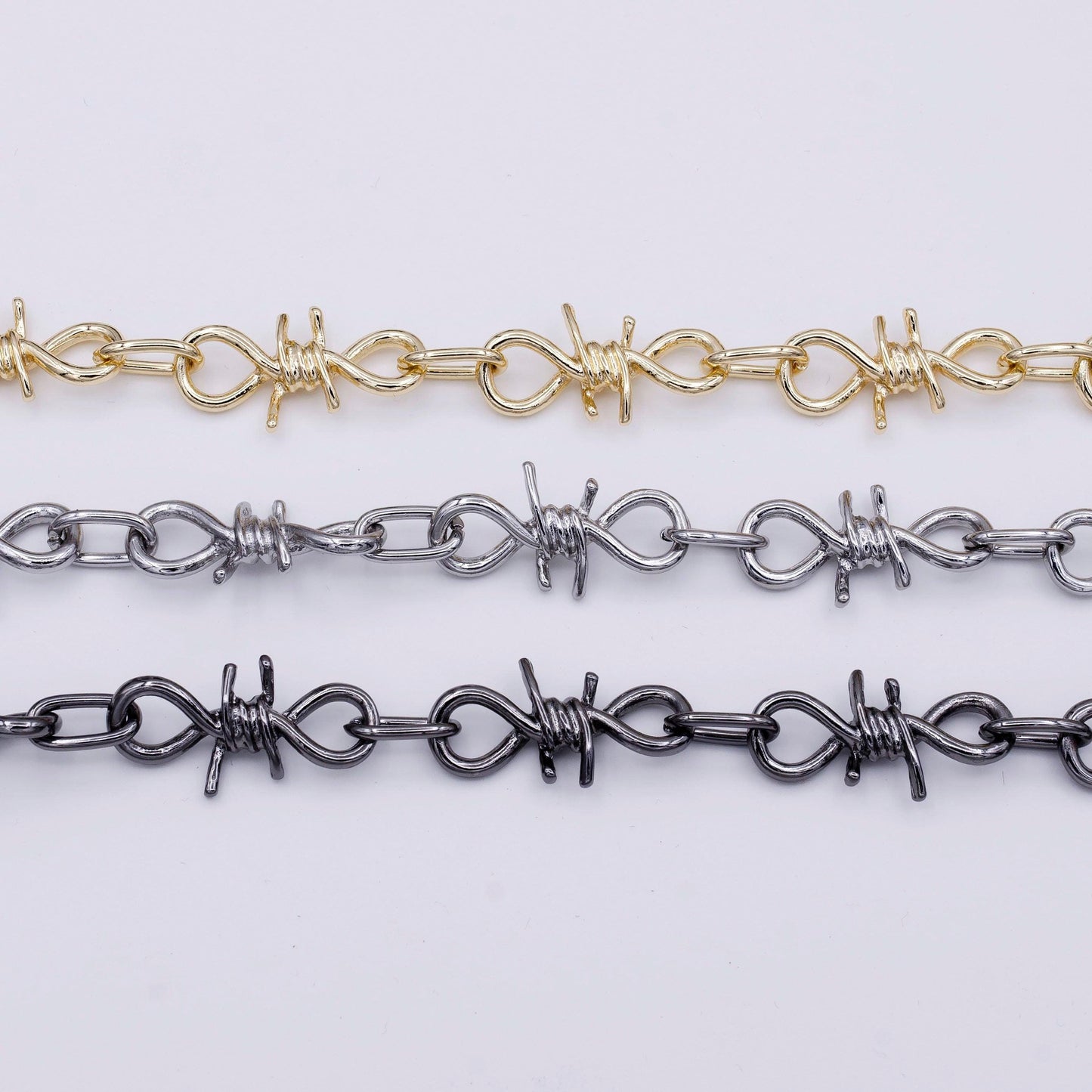 Barbed wire chain by yard gothic designed 29.3mm x 15.2mm gold, silver, black wholesale roll chain - roll-957, roll-958, roll-959