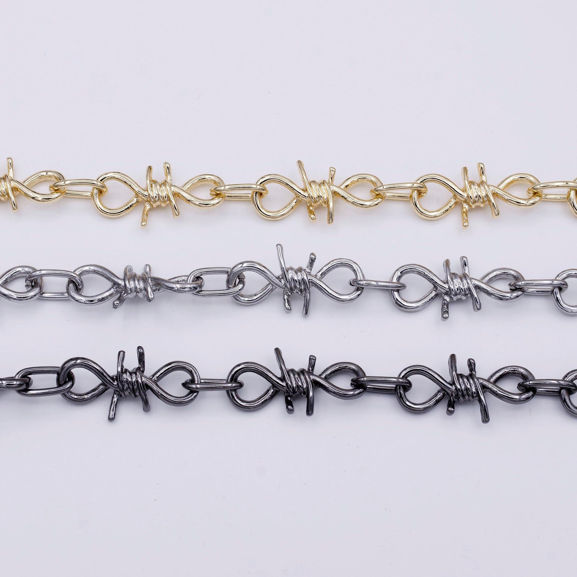 Barbed wire chain by yard gothic designed 29.3mm x 15.2mm gold, silver, black wholesale roll chain - roll-957, roll-958, roll-959